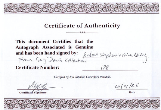 Certificate of authenticity – Robert Stephens & Colin Blakely – Signed Photograph with Certificate of Authenticity